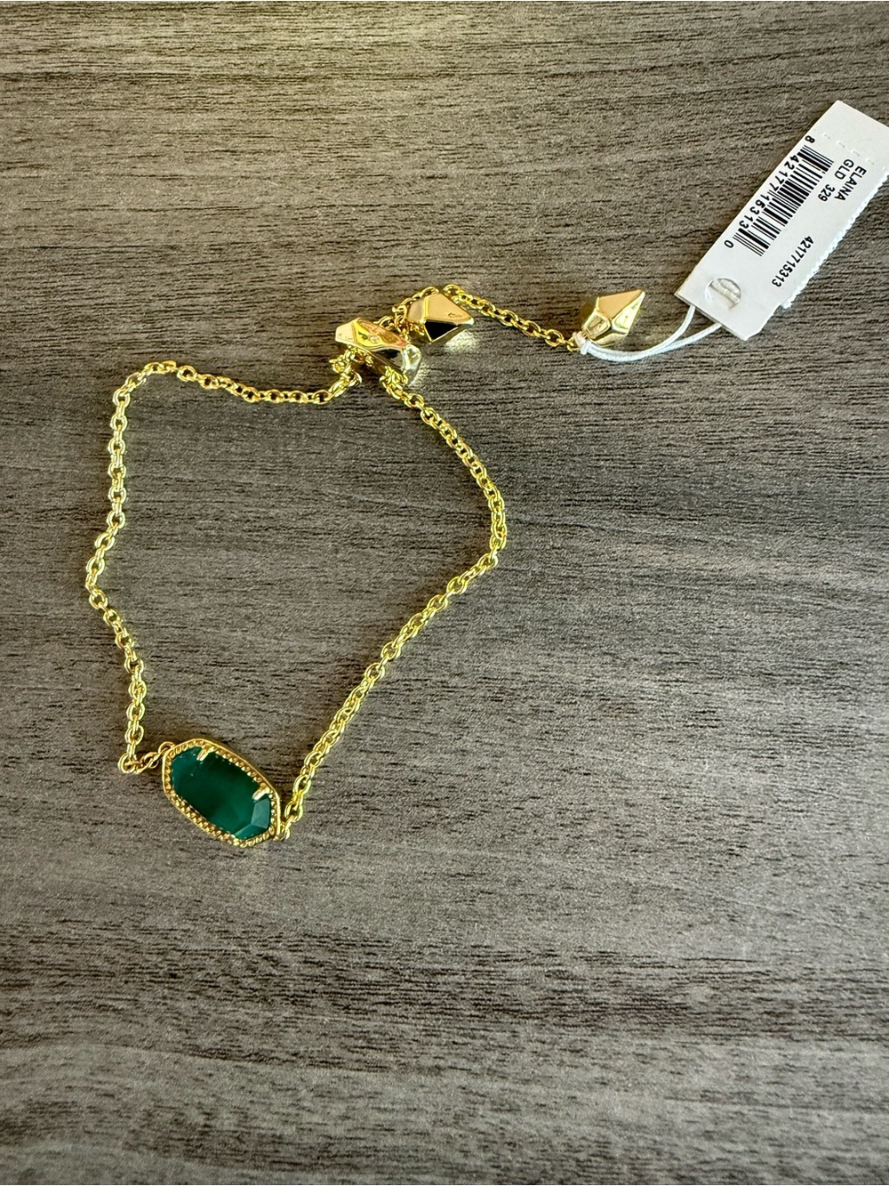 Kendra Scott Gold Chain Bracelet with Green Stone